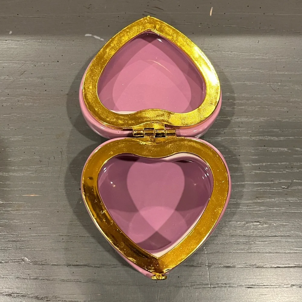 NEW Purple Porcelain Heart Jewelry Trinket Box